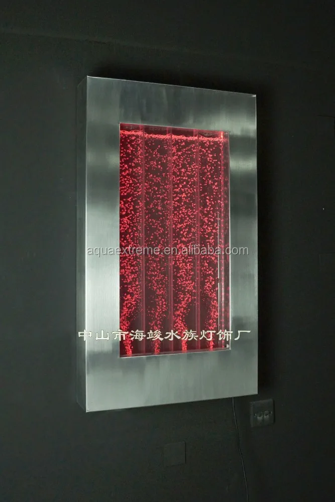 Wall mounted LED water bubble wall, stainless steel frame bubble panel