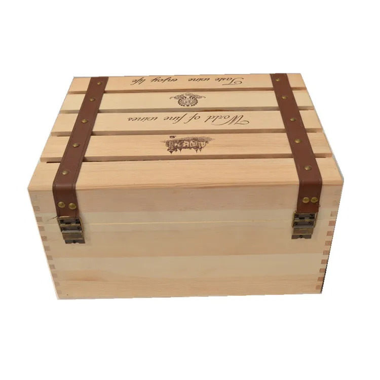 Luxury 6 Bottle Wooden Wine Boxes Glass Storage  Case For Wine Lovers