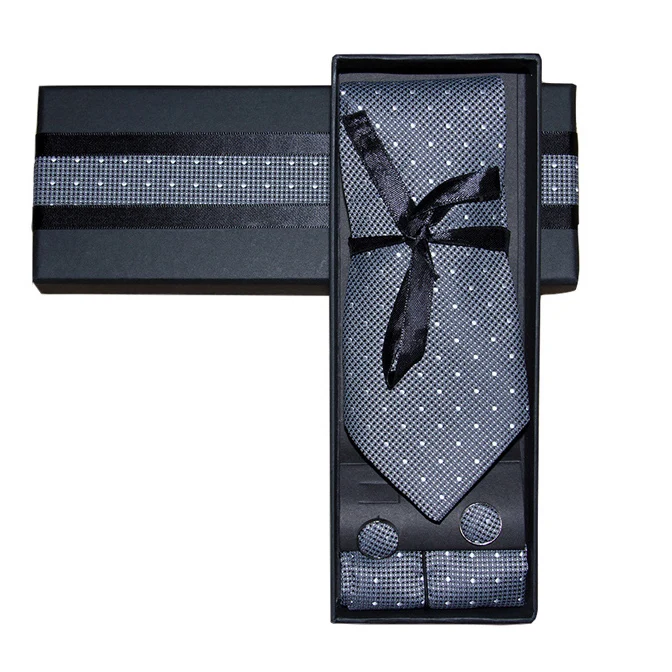 New Handmade Silk Tie and Pocket Square Set Coated Paper with Gold Foil Custom Design Recyclable Lid and Base