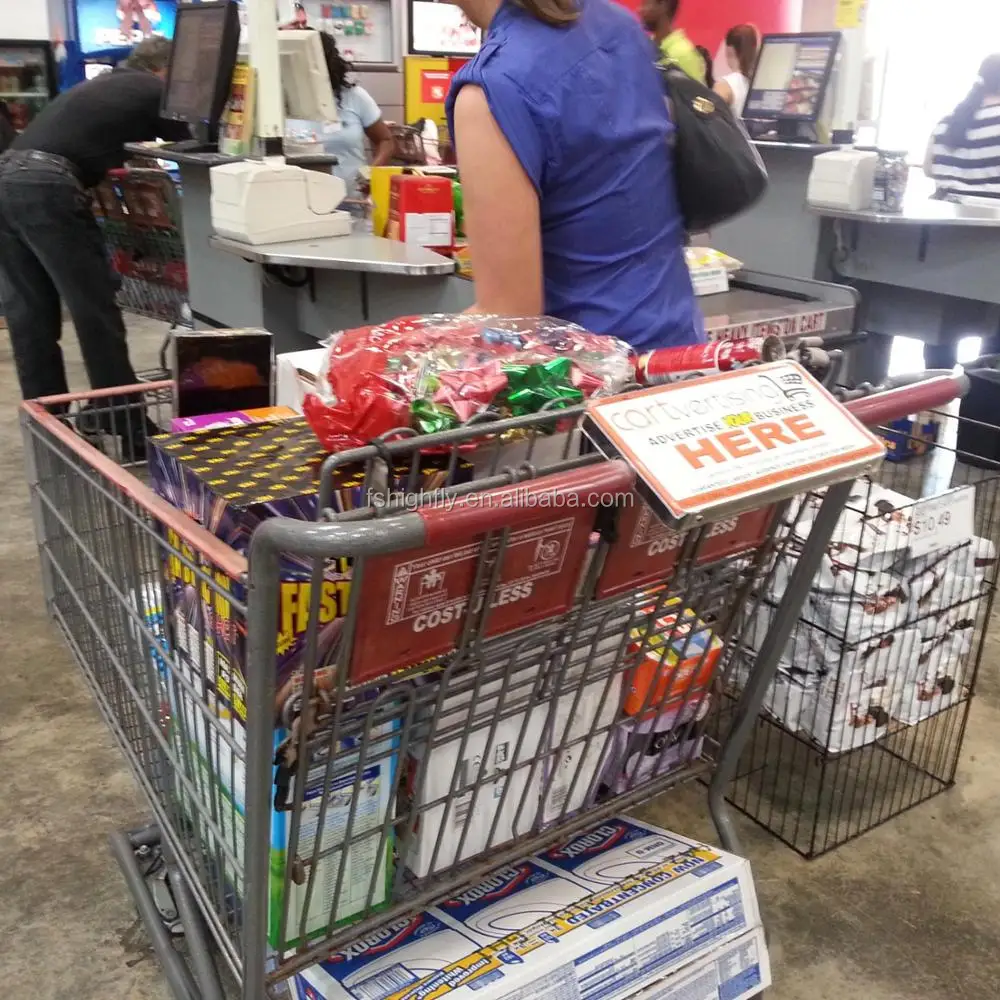 MOQ 100 PCS NEW Large Size shopping cart handle advertisement board, supermarket cart handle advertising display boards