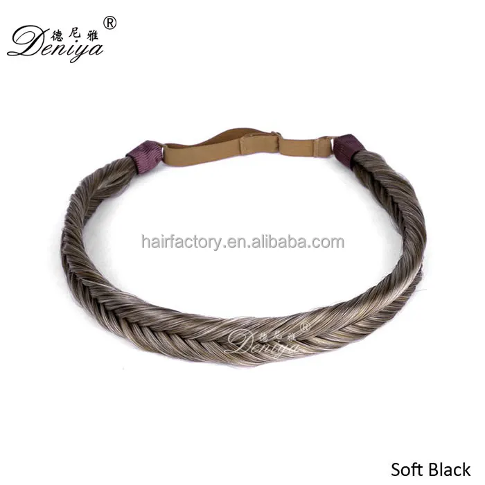 
Hot sale synthetic fishtail braided headbands elastic stretch hair pieces 