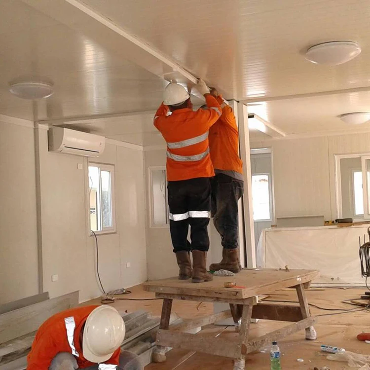 Steel structure frame welded prefab container house for construction site