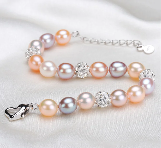 7-8mm 3A rice drop shape freshwater pearl bracelet fashion cultured fresh water real new pearl bracelet