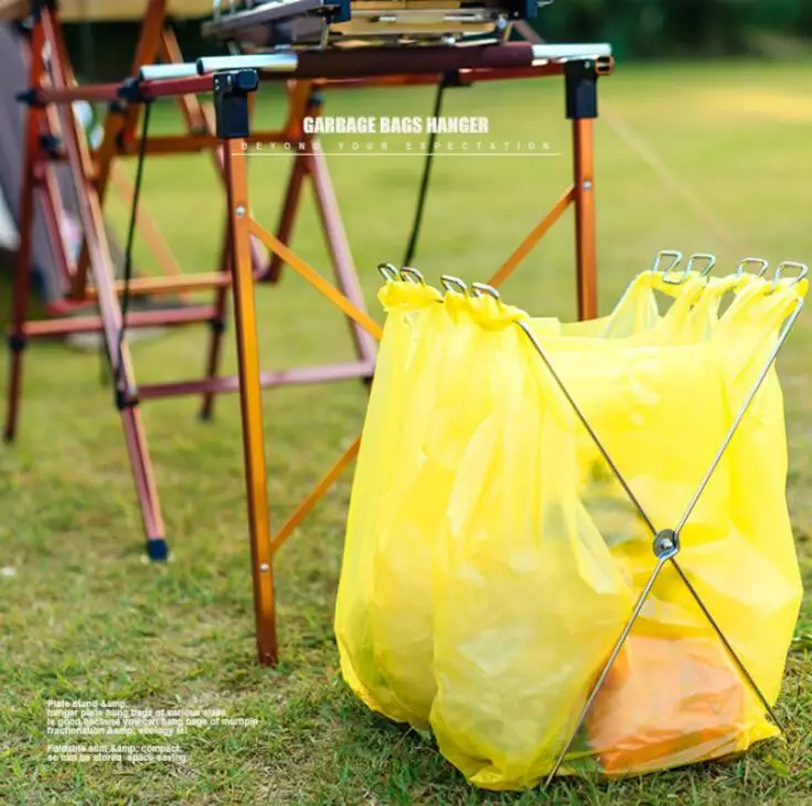 Trash Bags Gallon Holder Stand, Waste Sorting Bin, Grass Clippings Portable Fold Up Can for Camping Recycling