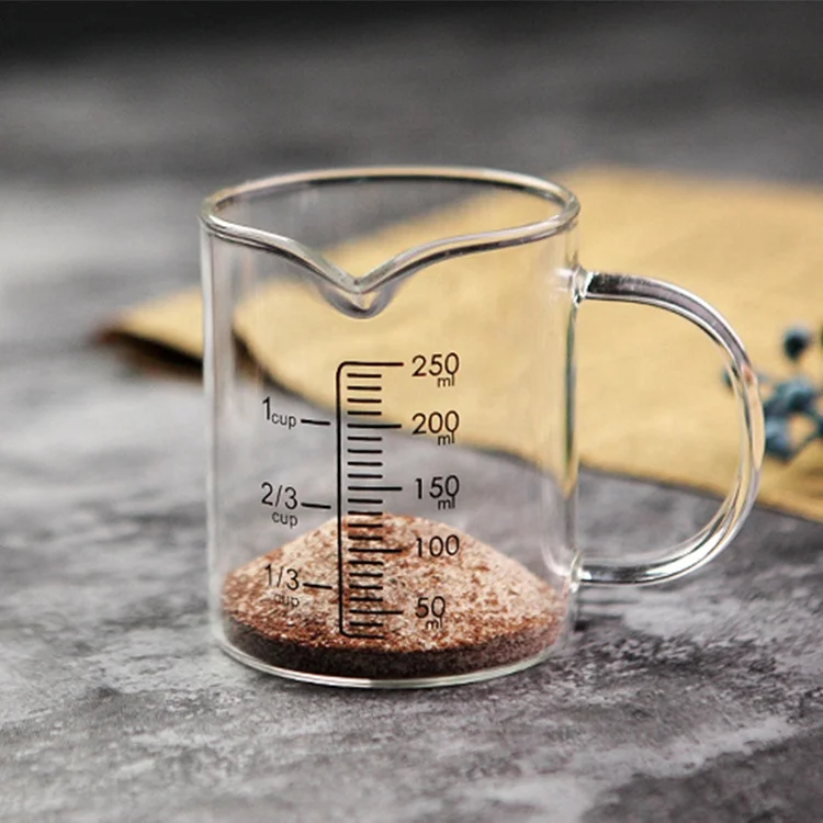 Handblown 250ml small glass measuring cup with handle