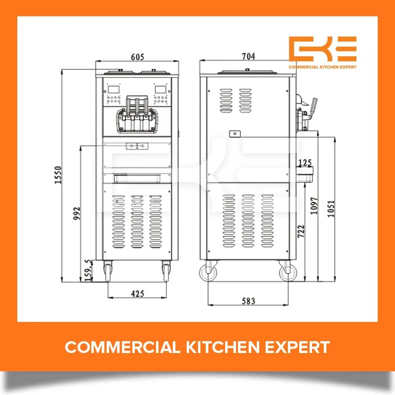 
Air Pump Buffet Restaurant 3 in 1 Big Capacity 110 Volt Soft Serve Ice Cream Machines 