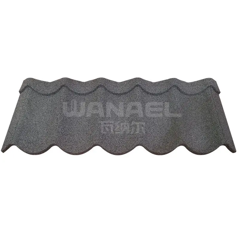 Thatch Roof Anti-Fading 50-Year Lifespan Wanael Modern Curved Galvanized Metal Stone Coated Polymer Sand Roof Tile