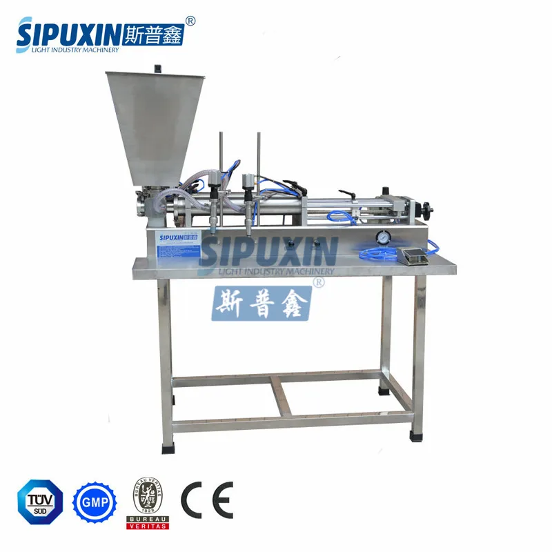New Design semi-auto two nozzles horizontal Paste filling machine( with hopper)