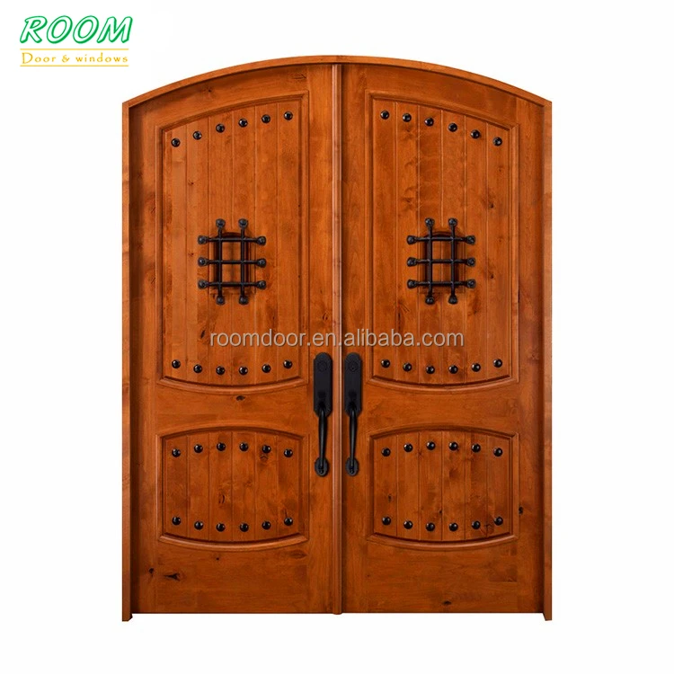 Modern Design Manufacturer Wooden French Glass Swing Solid Wood Entrance Door Wood Hinged Doors