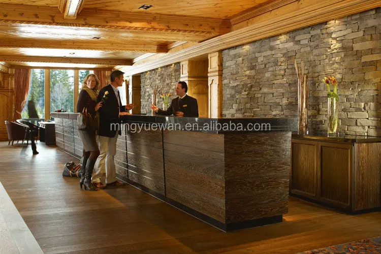 Hotel Reception Furniture Veneer Lacquer Reception Marble on Top
