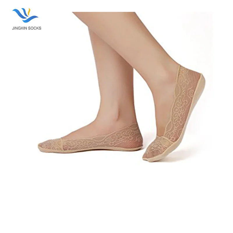JX-II-0280 women lace footie sock lace socks for flats