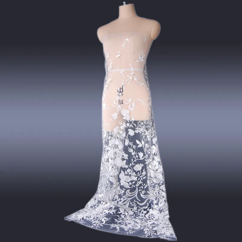 
Wholesale Pure White Cotton Guipure Bridal Wedding 3d Flower Lace Embroidered Fabric 