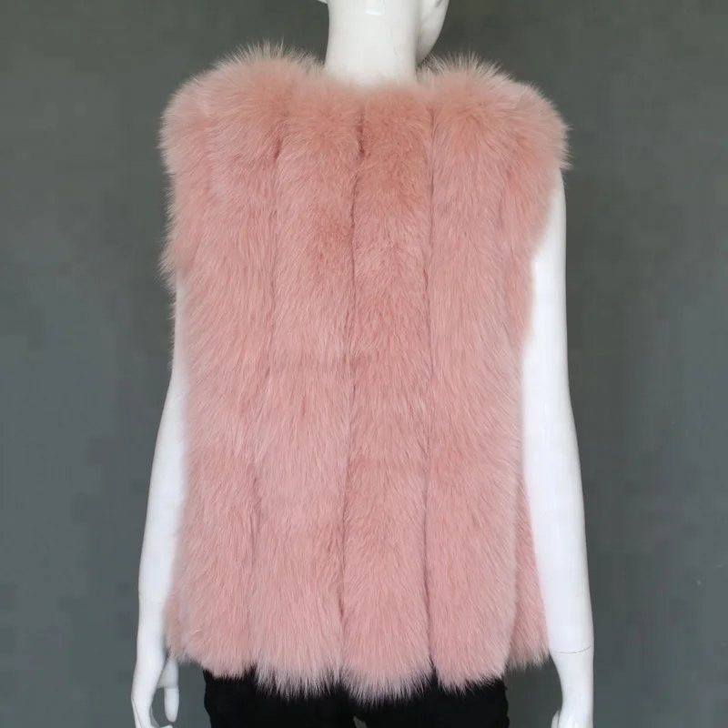Thick fox fur lady girl vests cheap price real fur waistcoat women sleeveless fur coats