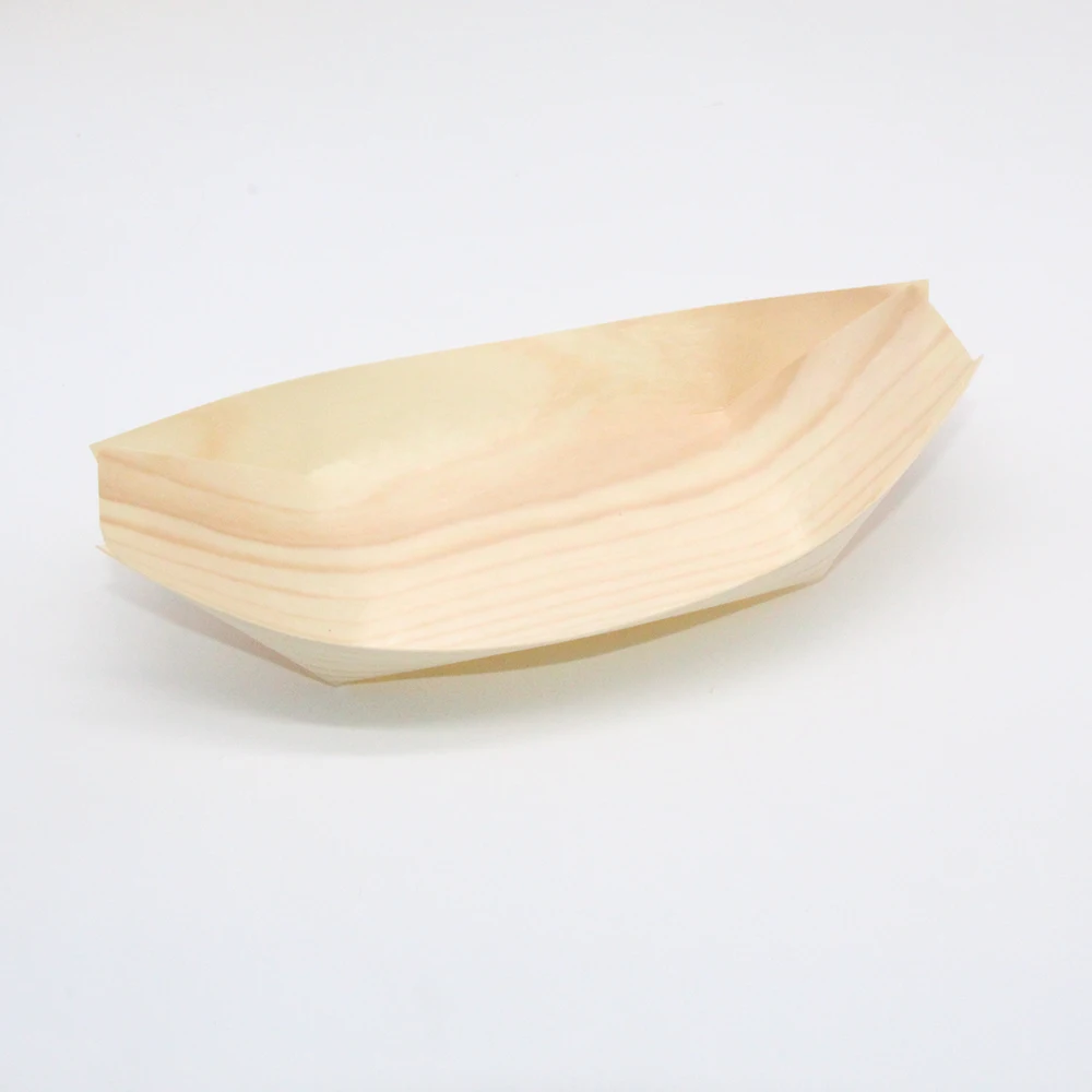 
9 Inch disposable pine wood boat for food 