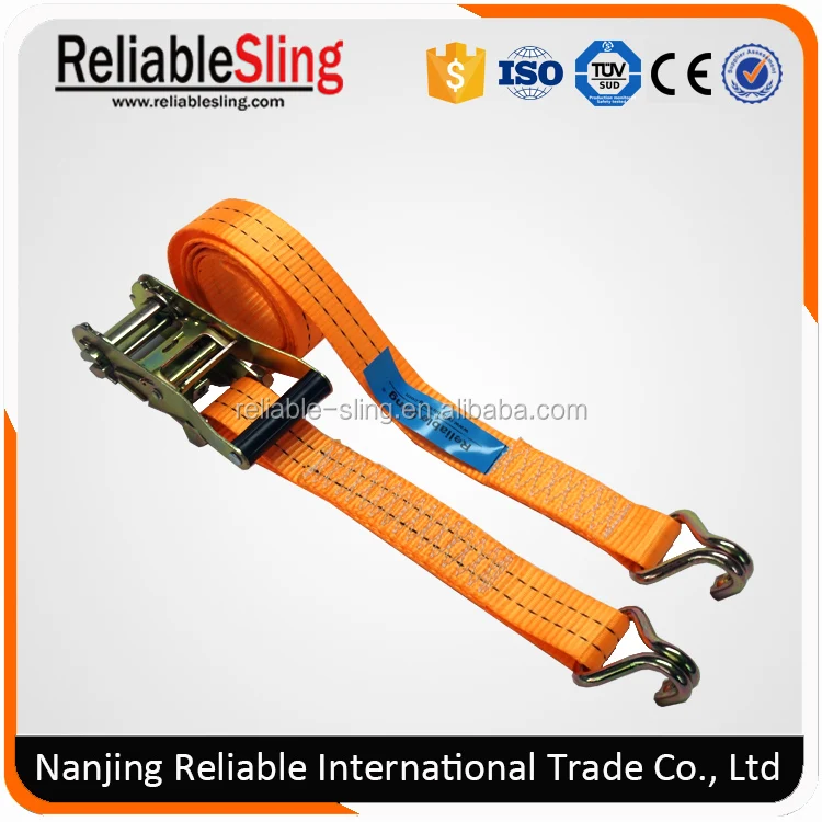 Orange Polyester J Hook Strap Ratchet Lashing for Binding Loads