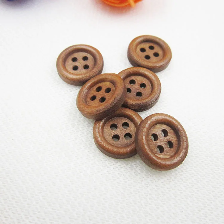 Wood Button For Craft Clothes With 2 holes/4 holes Customize Size Laser Logo natural wooden button
