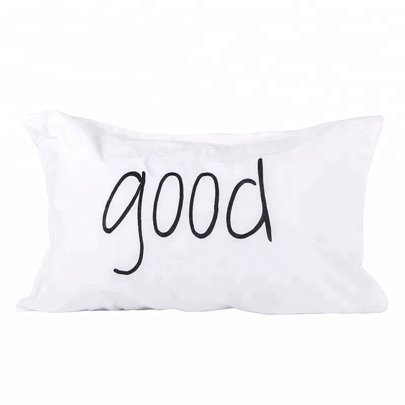Monad Ins Hot Soft And Cozy Custom Embroidery Printed Letters 100% Organic White Cotton Pillow Cushion Cover Case for Bedroom