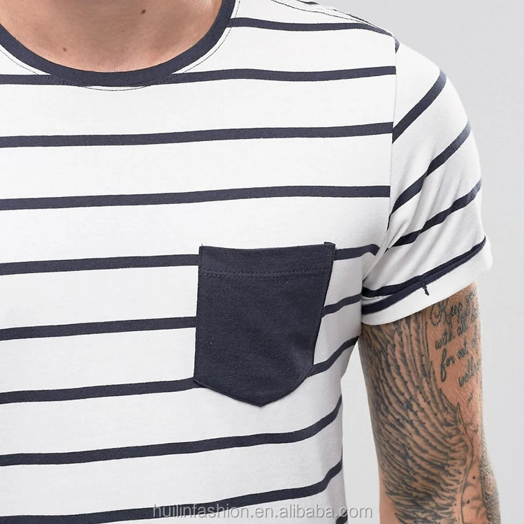 wholesale clothing dubai short sleeve mens t shirts wholesale chest pocket striped t-shirt