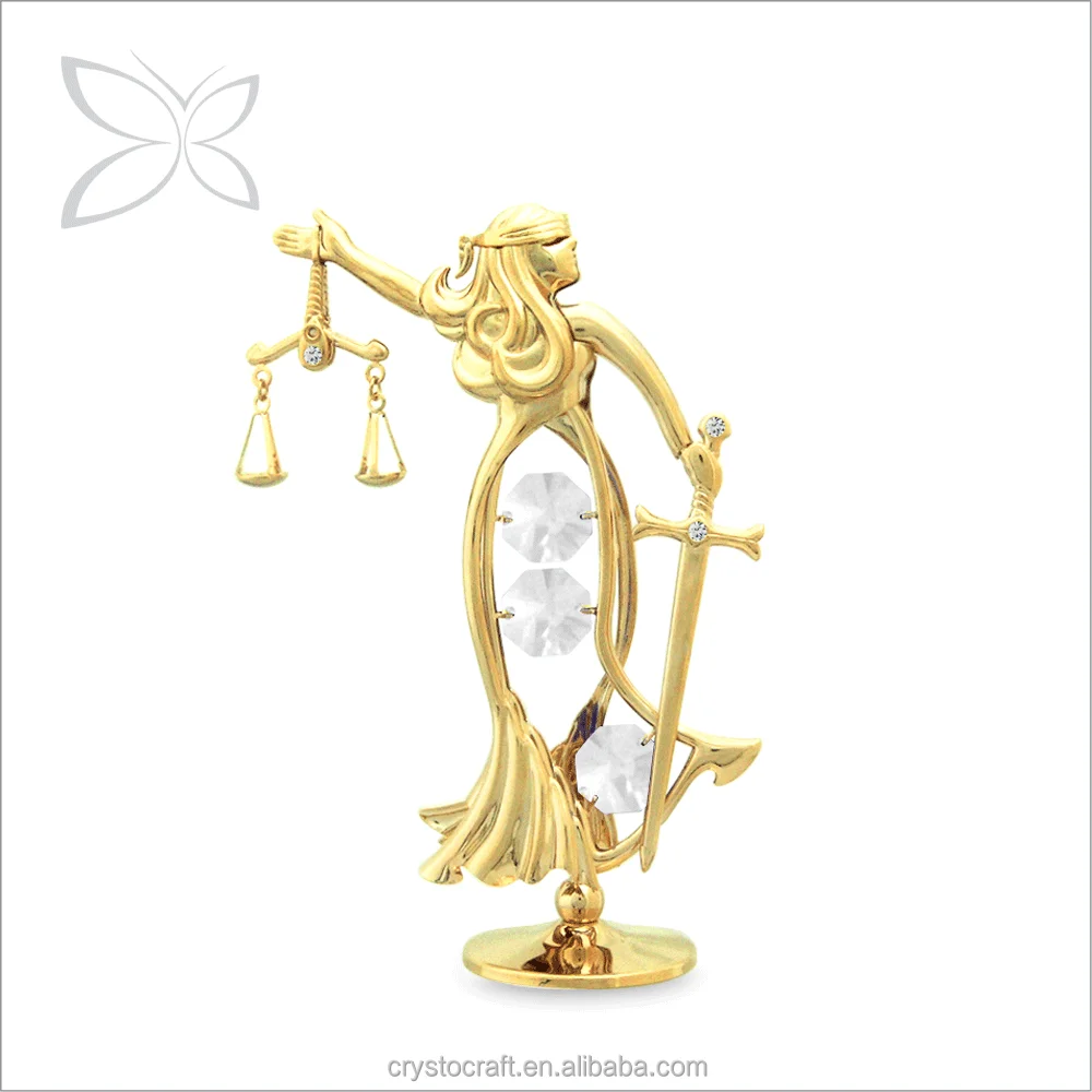 Special Price Stylish Gold Plated Metal Crystal Goddess of Justice Figurine Christian Gift