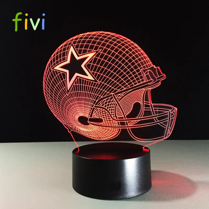 
Dallas Cowboys Helmet lamparas 3d led lamp 7 Colors Change acrylic USB LED Table Lamp Kids Gift Creative Night Lamp Home Decor 
