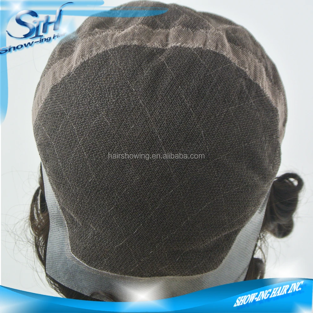 Breath well lace full cap toupee for men