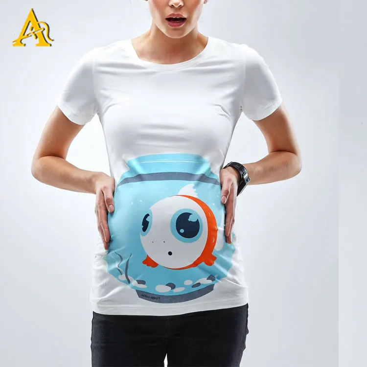 
High Quality Combed Cotton Maternity Top Pregnancy Ruched Shirt Cute Printed Maternity Wear 