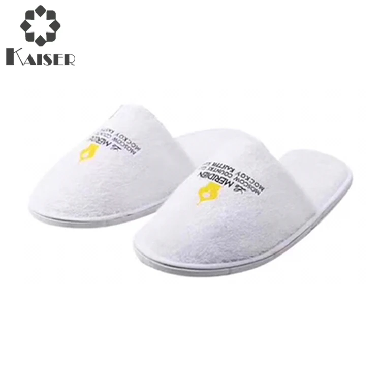Disposable washable hotel slippers/close toe/white cotton