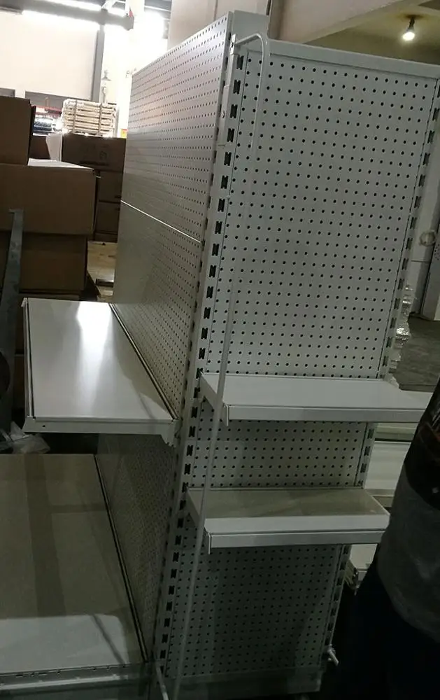 gondola end unit shelving with hanging side frame with heavy duty panel