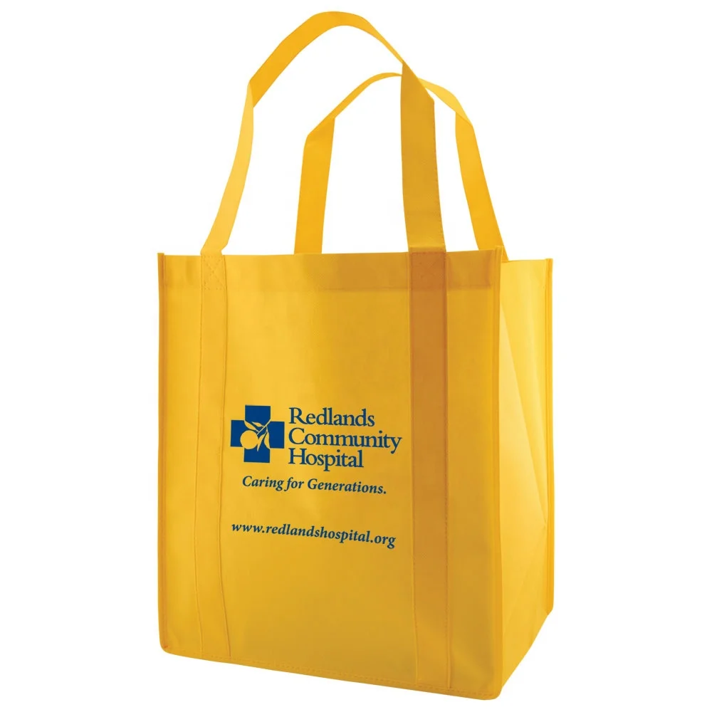 large durable custom logo printed pp non woven fabric store grocery shopping bag with strong long handle