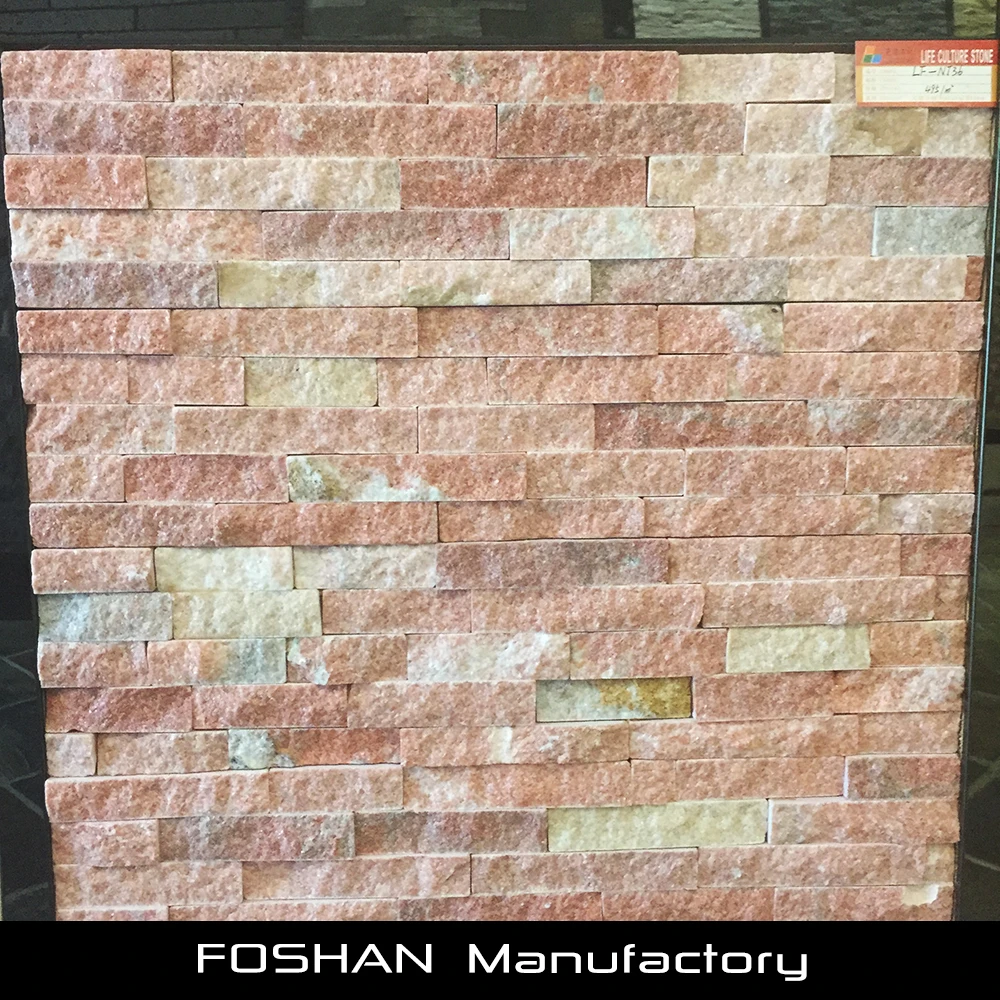 Antacid Pink Natural Stone Slate Slab Wall Cladding for exterior