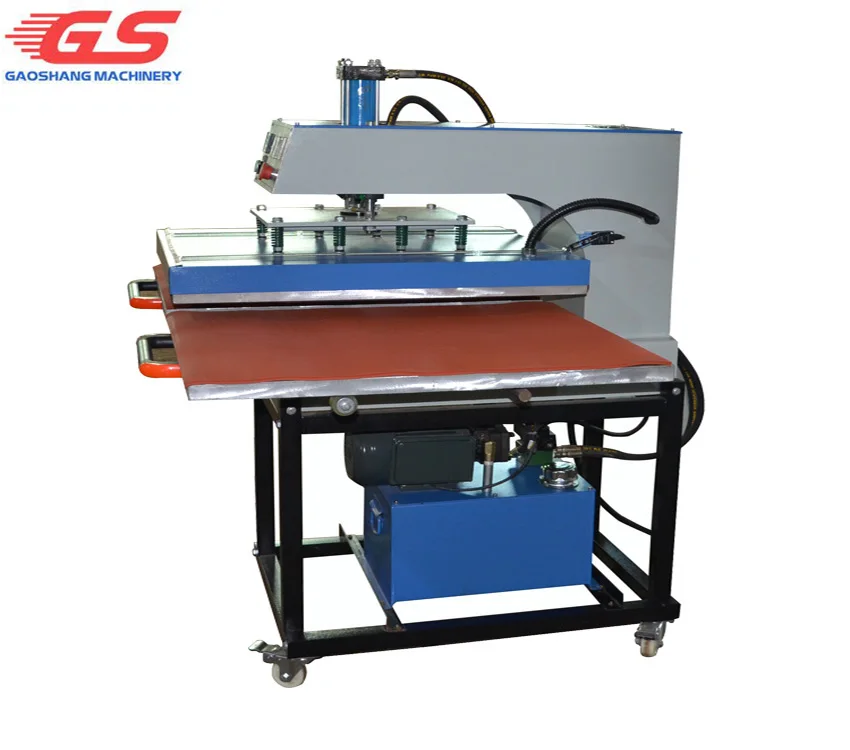Hydraulic oil driver 24x32 inches double worktable garment cut sheet sublimation iron  bottom slide heat press machine