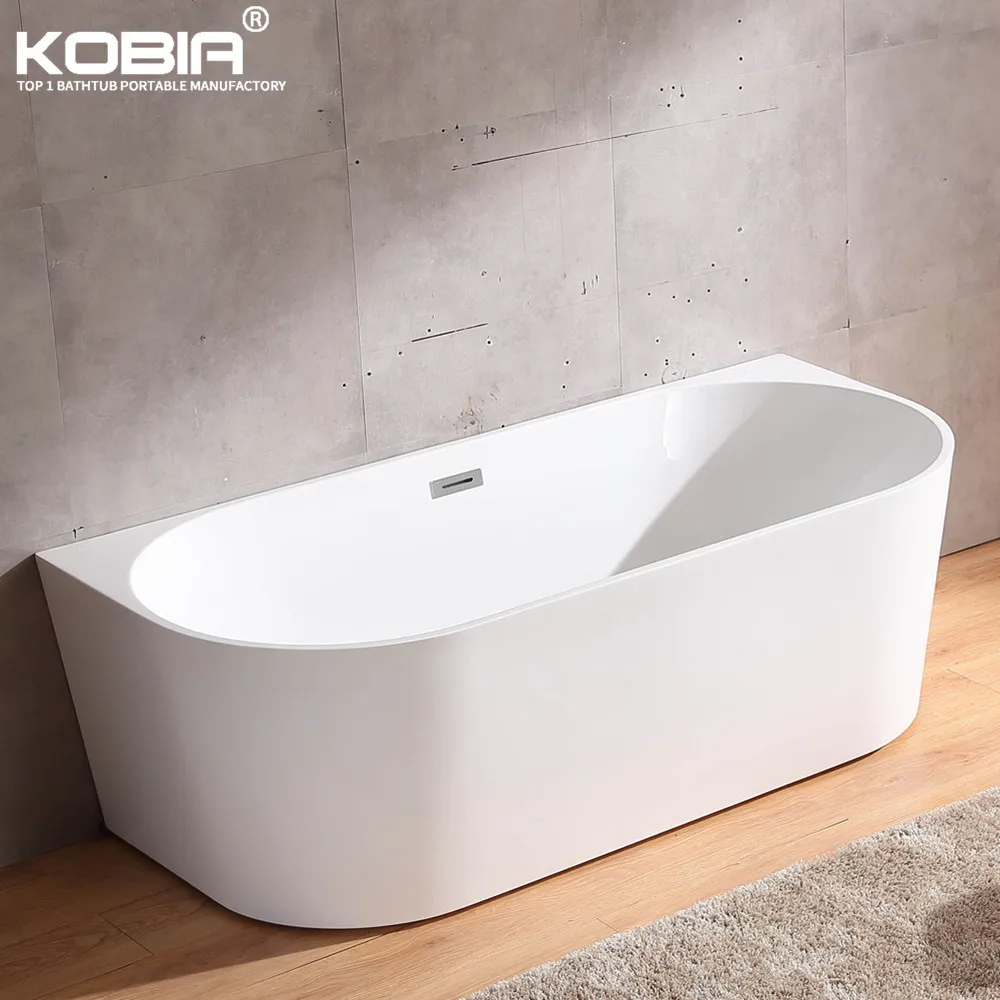 Acrylic seamless Free-Standing Bathtub for Back-to-Wall Installation