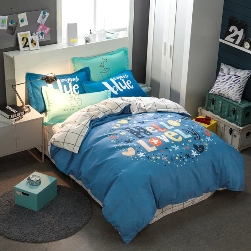 
European style kids cotton 4piece sheets quilt cover cute elk letters cartoon crib bedding set baby bedding set 