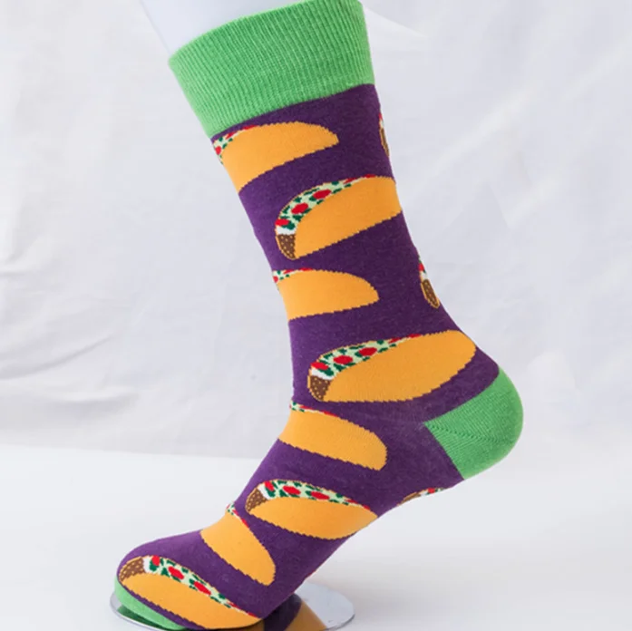 high quality custom oem sock Mens Fun Breakfast Food Taco Donuts Avocado Socks designer socks for men