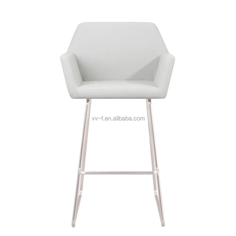 Современный белый кожаный барный стул с подлокотником