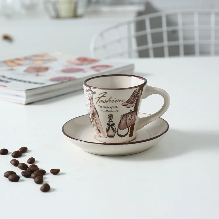 Manufacturer Wholesale Turkish Style Creative Custom Size Ceramic Tea Cup With Saucer
