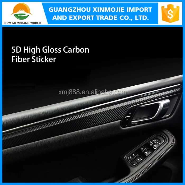 Super Glossy Black Car Wrap Carbon Fiber 5D Car Cover Vinyl Film