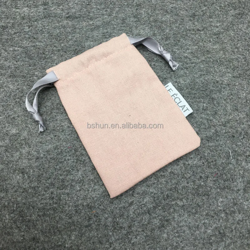 Pink Linen Pouch With Sewn label For gift
