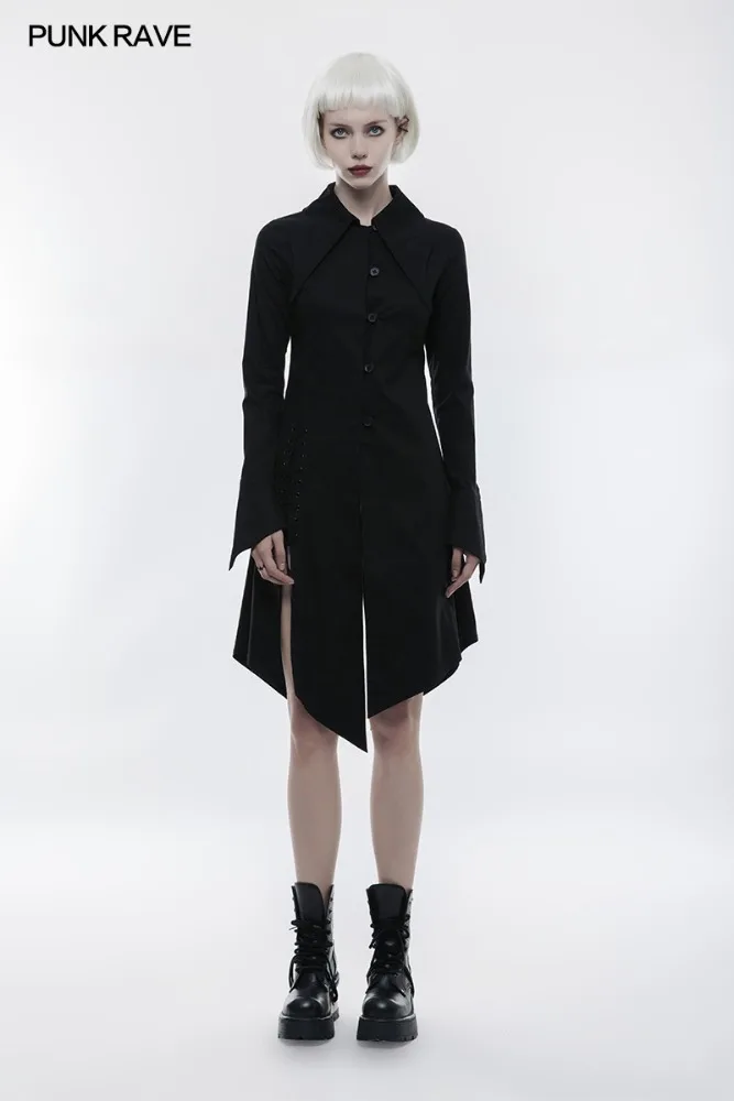 PY-251 Gothic dynasty U-shape cuff A-line waisted bat wing collar drawstring ladies shirt