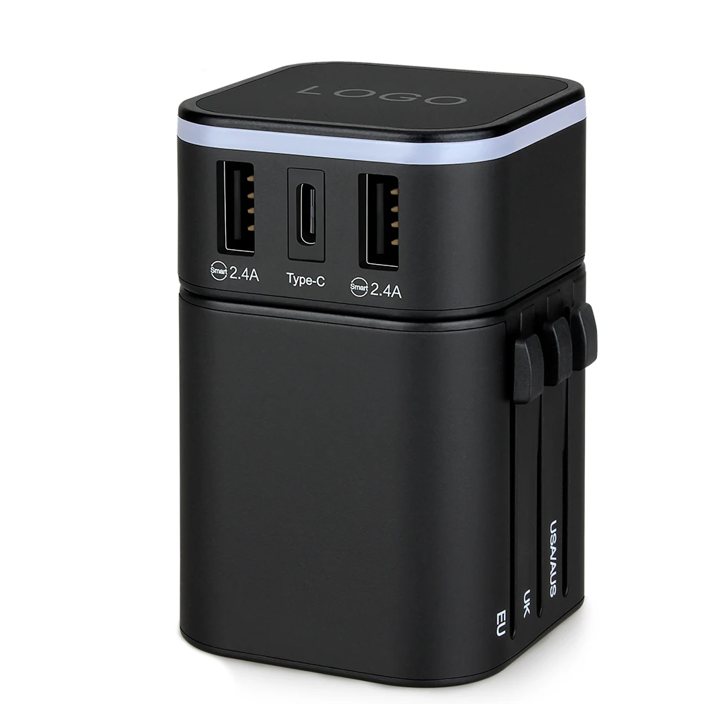  Новейший дорожный адаптер с 3USB-портами USB C быстрое зарядное устройство розеткой AUS EU UK