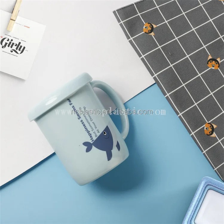 450ml 16oz Whales printing CHILDREN KIDS PLASTIC MUGS WITH HANDLE FUN TRAVEL HOME