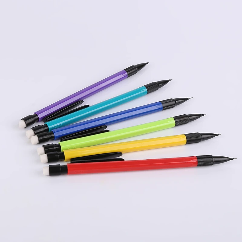 Hexagonal mechanical pencils Suitable for America market The supermarket sale cheap plastic pencil customized logo with eraser