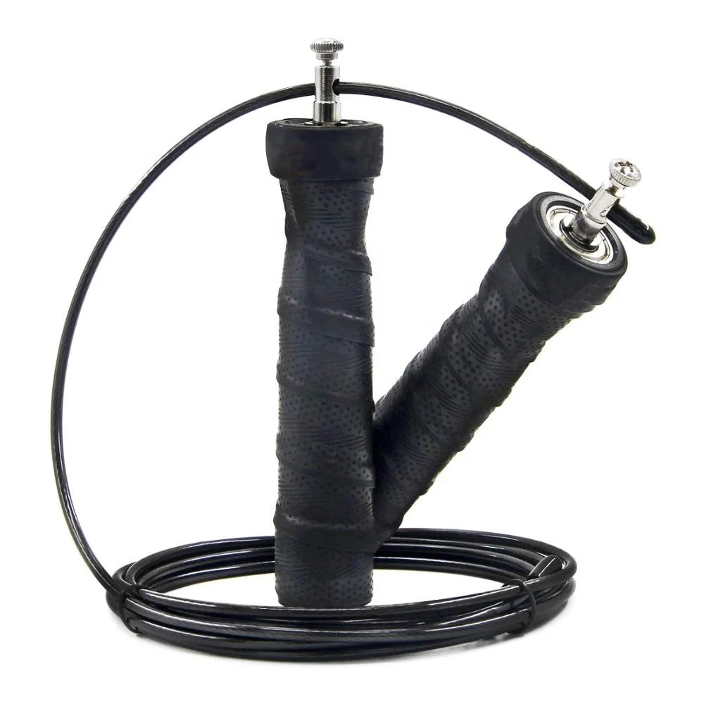 Custom Logo Adjustable Steel Wire Sweat handle Smooth Bearings Speed Jump Rope