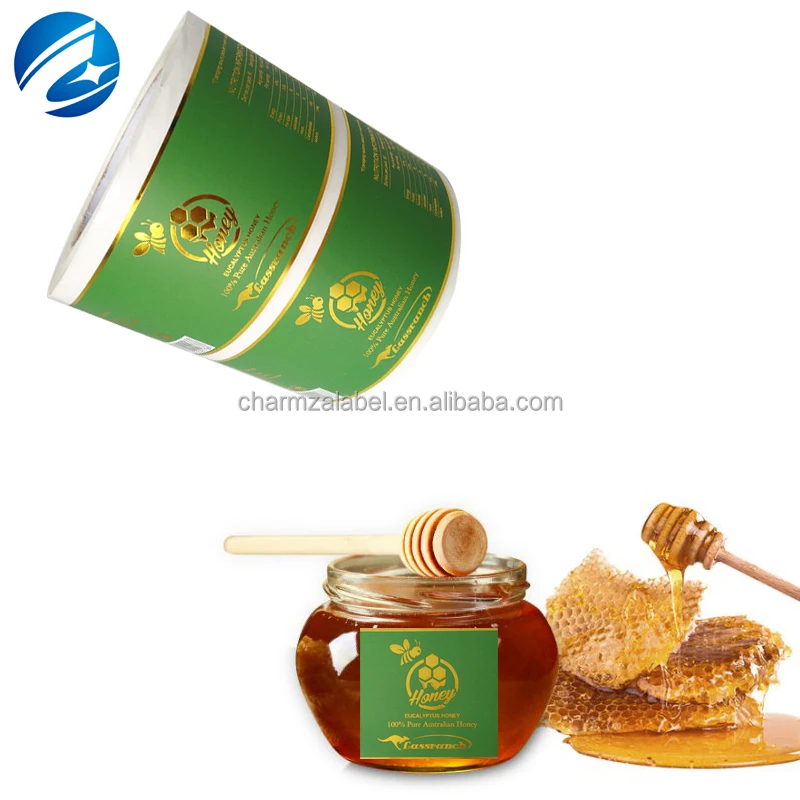 Custom Printing Waterproof Vinyl Logo Honey Jar Bottle Adhesive Sticker Labels