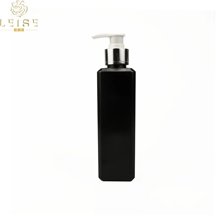 Custom cosmetic 300ml 400ml recycling plastic pet bottle 1000ml 1L 250ml rectangle matte black pet plastic shampoo lotion bottle