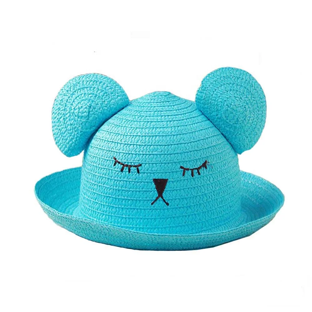 Funny Children Straw Hat Custom Cute Cat Ear kids Hat