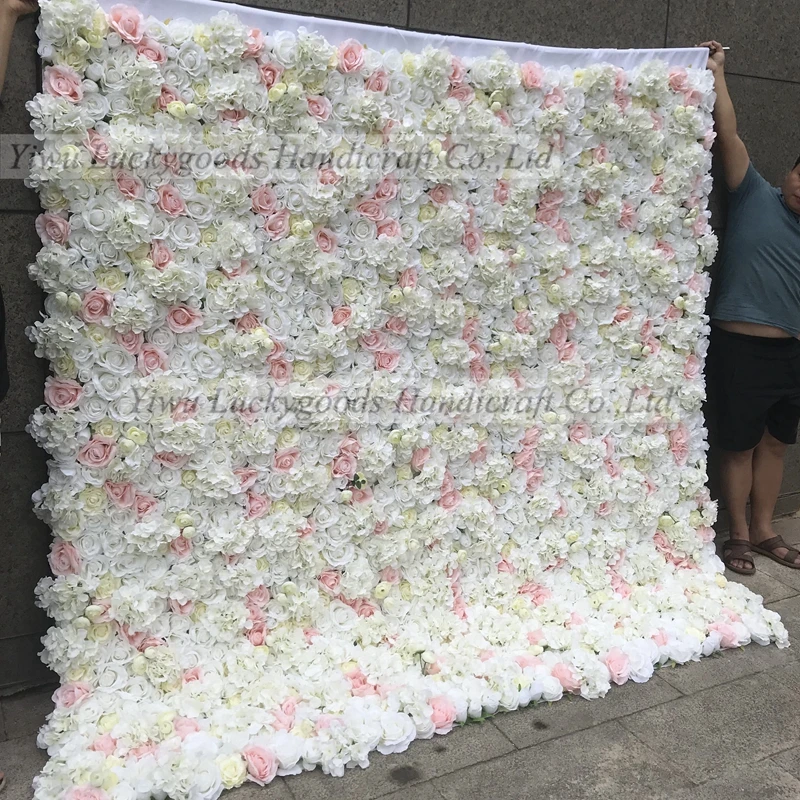 LFB1007 Luckygoods floral wall roll up high density artificial wedding banquet hanging flower wall on sale