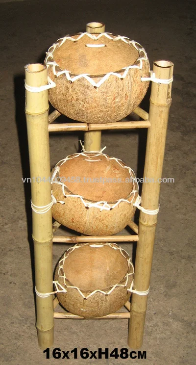 Coconut And Bamboo Planter Wholesale Pot Handmade Home Decor Basket Garden Decoration Outdoor Natural Multi Size