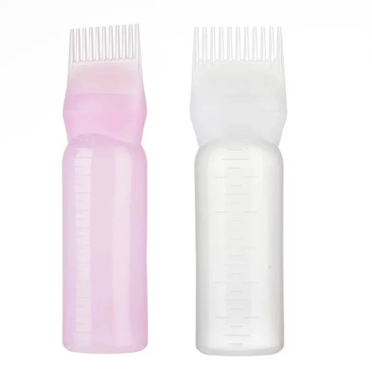Beauty Salon Hair Coloring Dye Dispensing Oil Applicator Bottle Hair Dye Oil Applicator Bottle With Comb Brush