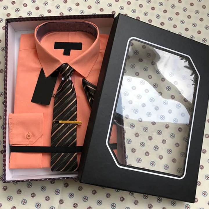 Mens dress shirt /business shirt with Tie , scarf gift box packing A